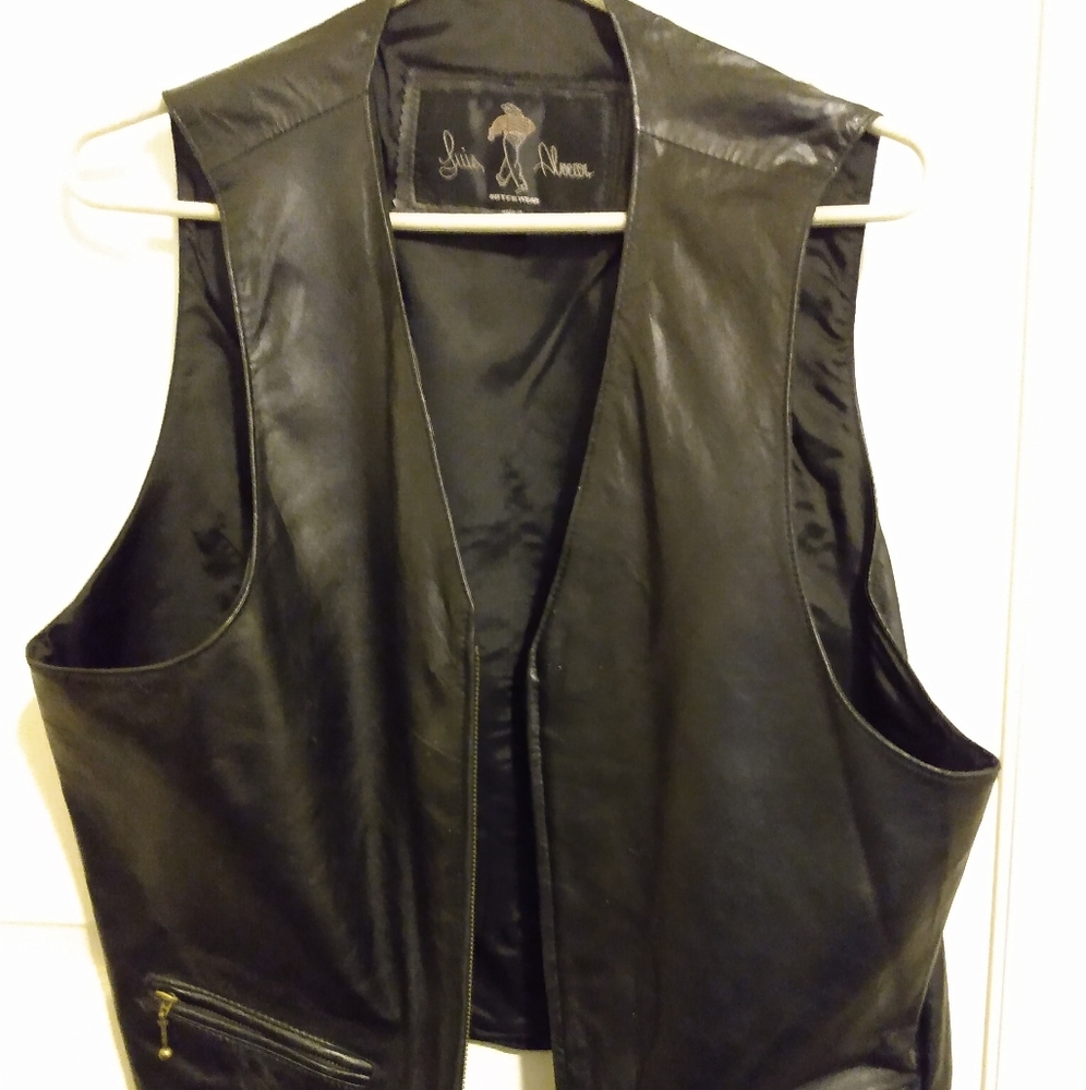 Black Lined Leather Vest
